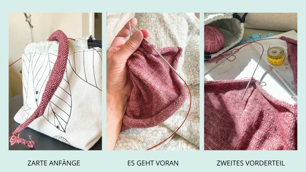 Brautjacke stricken: die Maschen sind angeschlagen